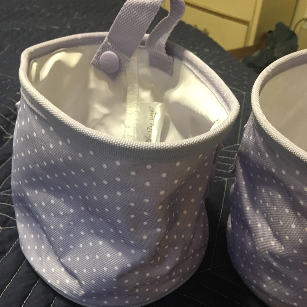 Thirty-One Oh-Snap Bin purple and white polka dot